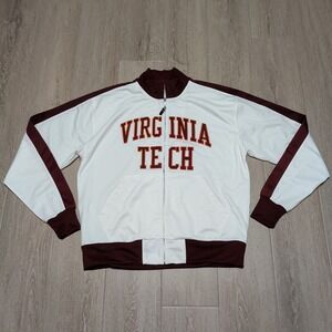 Sports in Motion Virginia Tech Hokies Track Jacket Mens XL White Maroon Zip Up
